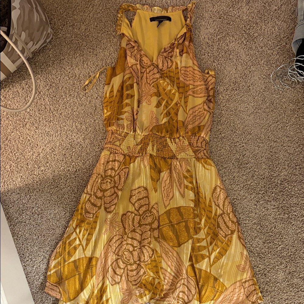 White House Black Market Yellow Floral Mini Dress